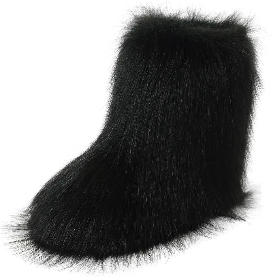 Women's Furry Boots 2025furry Fluffy Short Snow Boot mid-Calf Boots Warmcomfortable Outdoor Fur Shoes
