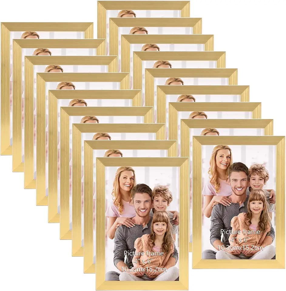 Hoikwo 18 Stück Bilderrahmen 10x15 cm, Gold Fotorahmen Collage Set für Wohnzimmer Schlafzimmer Kinderzimmer Büro Treppenhaus Flur, Wand- oder Tischaufsteller
