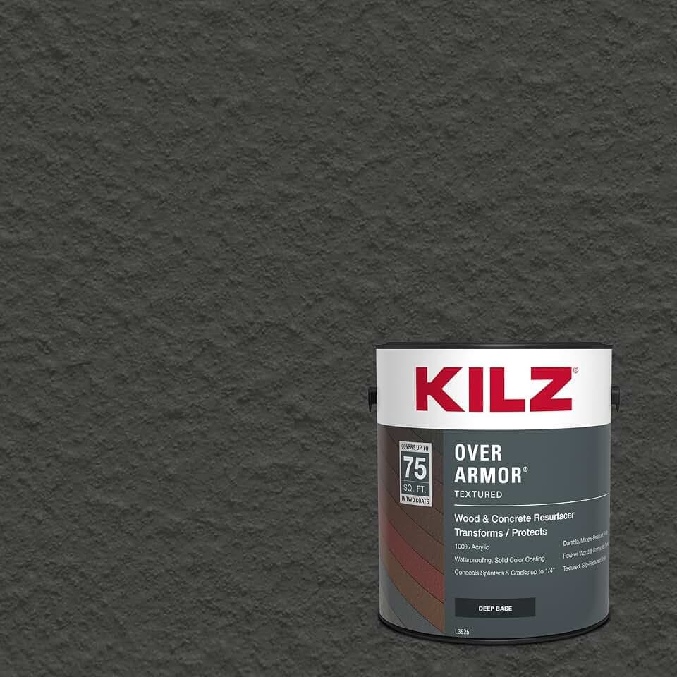 KILZ Over Armor Textured Solid Coating Resurfacer, Black Olive, 1 Gallon