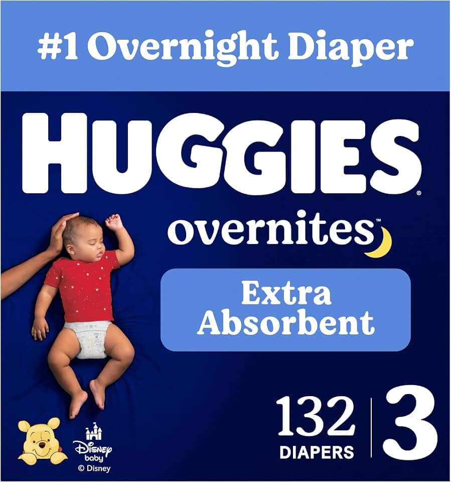 Huggies Overnites Diapers Size 3, 132 Count (2 Packs of 66)