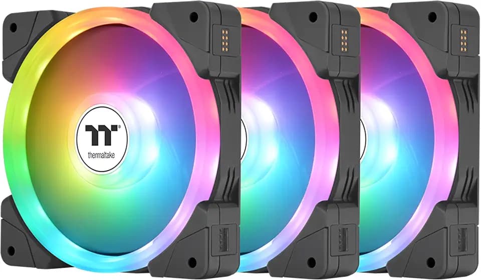 Thermaltake SWAFAN EX 14 ARGB PC Cooling Fan, 3-Fan pcak, 500~2000 RPM, Magnetic Connection, Reversable Blades, sync with MB RGB Software, CL-F168-PL14SW-A