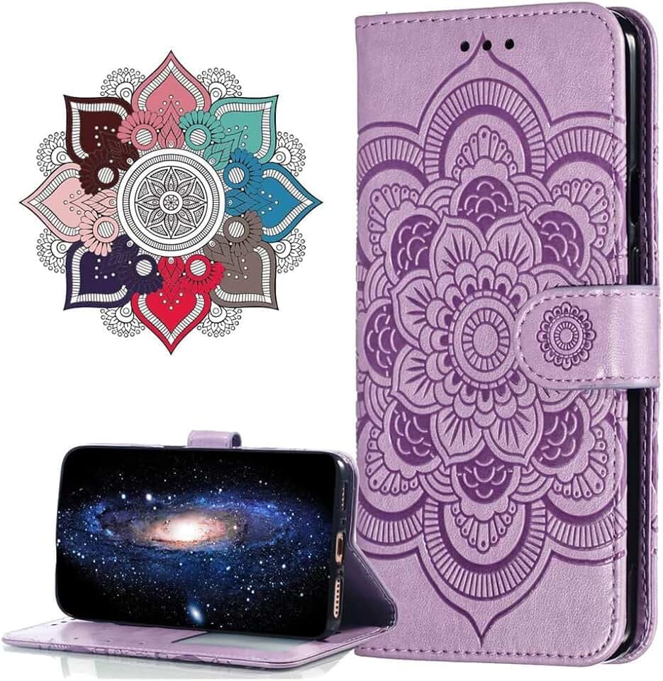 Hülle für iPhone 17 Pro, Premium PU Leder Wallet Case mit Ständer Kartenfach Magnetverschluss stoßfest Flip Handyhülle Kompatibel mit iPhone 17 Pro. LD Mandala Lila