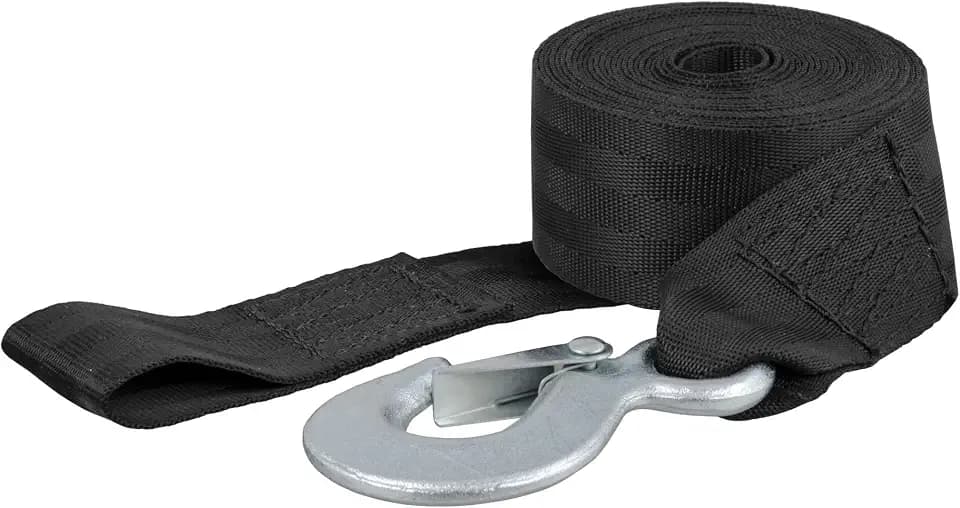 CURT 29450 2-Inch x 15-Foot Nylon Winch Strap with Hook, 3,300 lbs