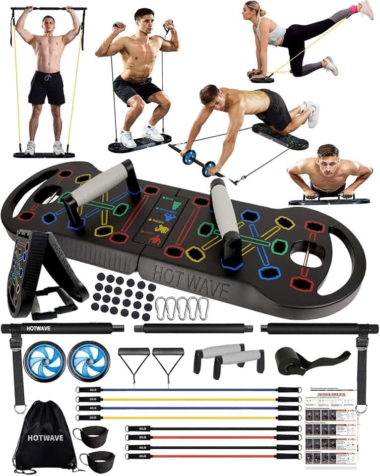 HOTWAVE Push Up Board, Portable PushUp Board, Foldable 20 in 1 Push Up Bar
