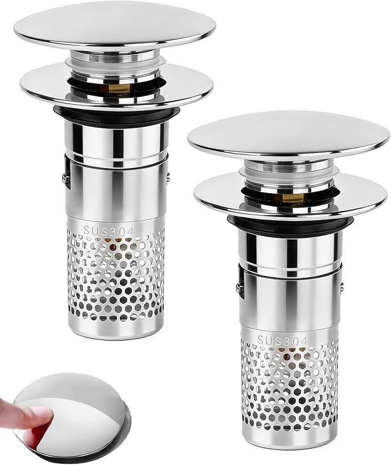 3in1 Abflussstopfen Pop Up,2PC Waschbeckenstöpsel mit Sieb Dichtungen