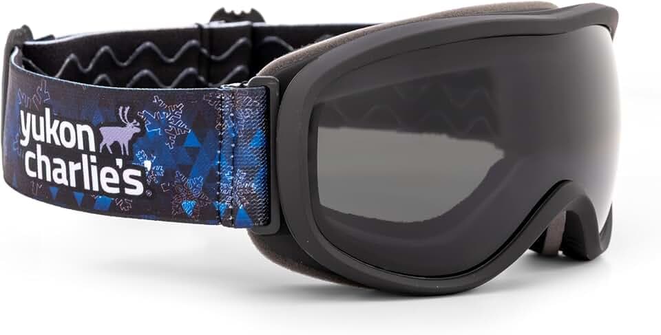 Yukon Charlie's Powder Hound Kids Snow Goggles - Spherical Lens Ski Goggles for Young Skiers - CrystalClear View & Secure Fit