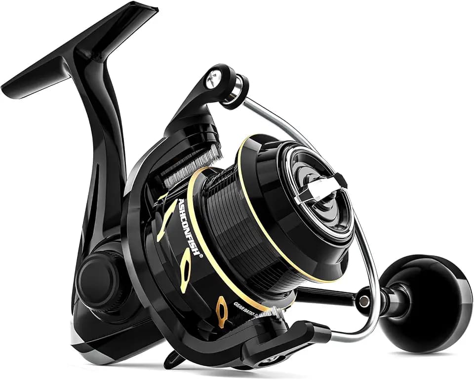 Ashconfish DF Series Spinning Reel Saltwater & Freshwater Fishing Reel, Lightweight Nylon/Fiberglass Frame, 7+1BB, 5.2:1 Gear Ratio,Long-Distance Casting DF