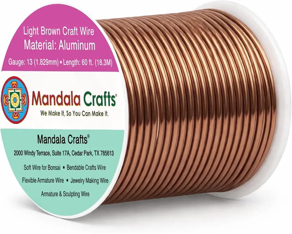 Mandala Crafts 13 Gauge Light Brown Anodized Aluminum Craft Wire, 60 FT