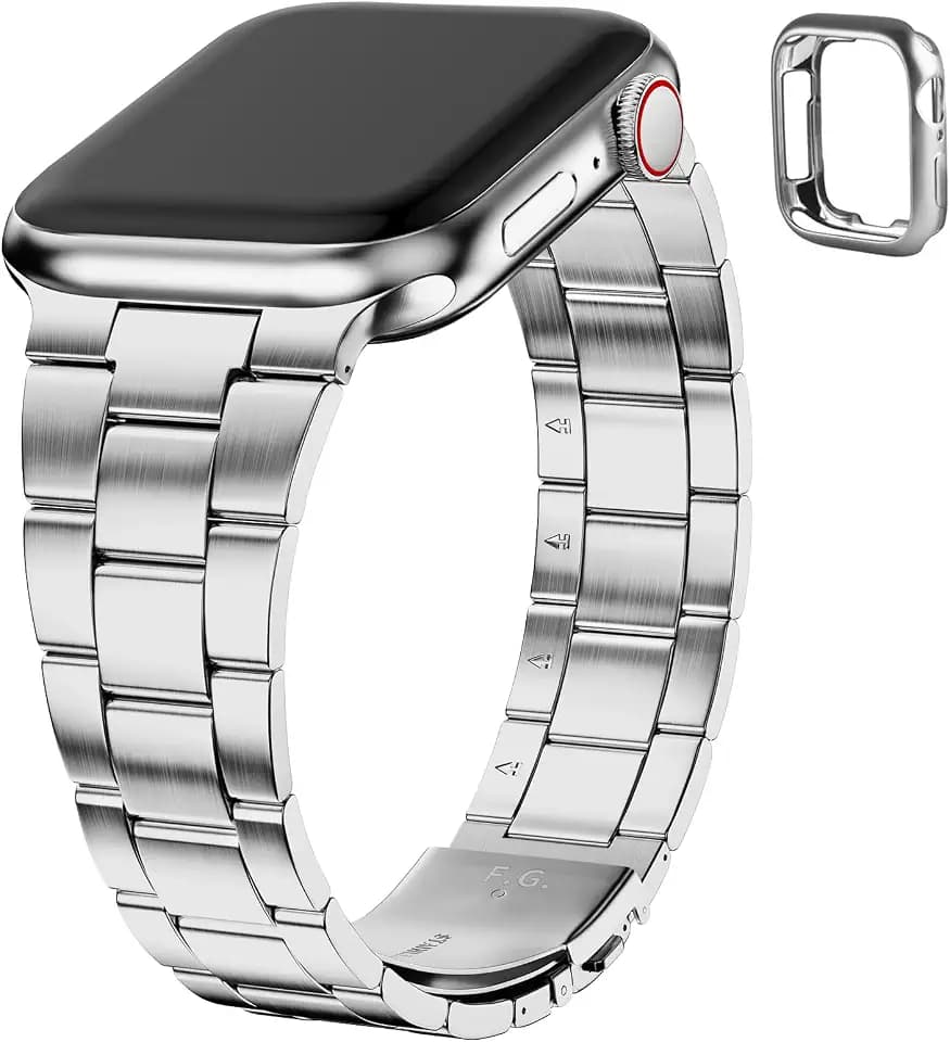 Fullmosa Armband für Apple Watch 41mm 40mm 38mm, Silber Metall Ersatzband