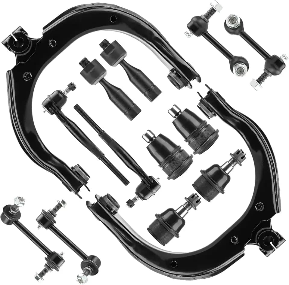 Front Upper Control Arm for Buick Rainier 04-07, Chevy SSR 03-06, GMC Envoy 04-07, Isuzu Ascender 04-08, Ball Joint + Tie Rod End & Sway Bar Link, Left & Right, Suspension Kit K640294 K640293