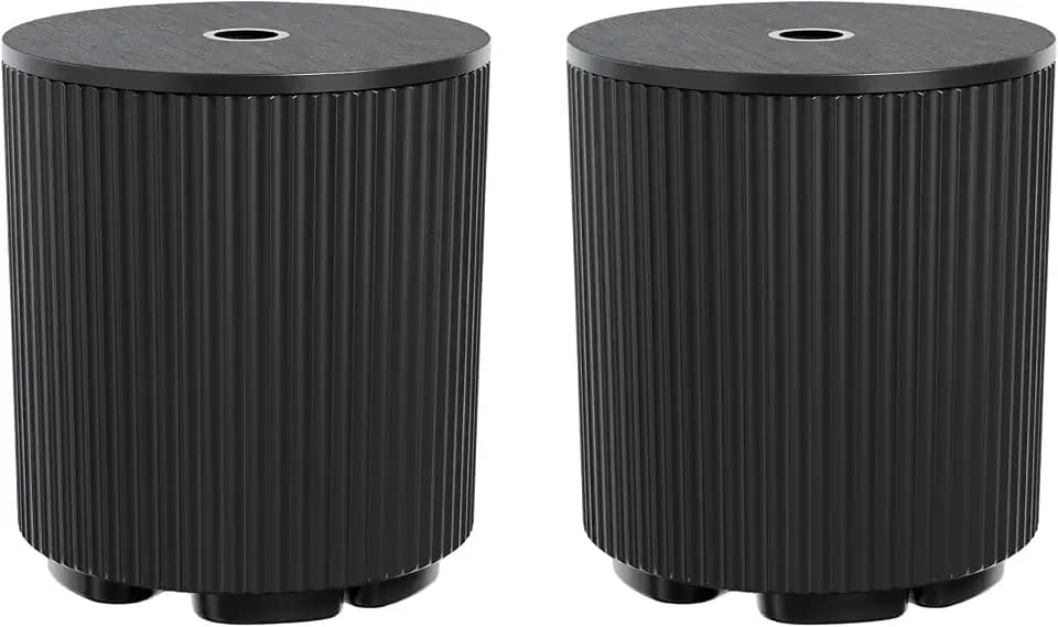 Patio Table for Umbrella, Pool Side Table, 2 Pack, Black