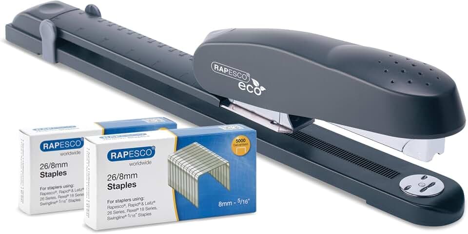 Rapesco 1281 ECO 790 Hochleistung Langarm Heftgerät, 10.000 Heftklammern