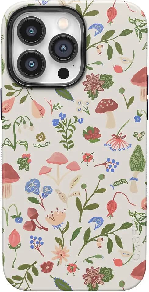 Casely iPhone 14 Pro Max Case | Garden Party | Mushroom Floral | Bold Protective Design | Compatible with MagSafe