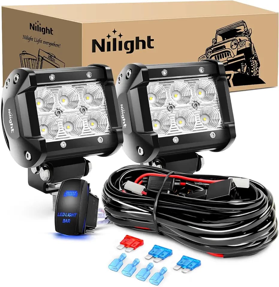 Nilight 2PCS 4 Inch Flood LED Light Pods Kit 18W