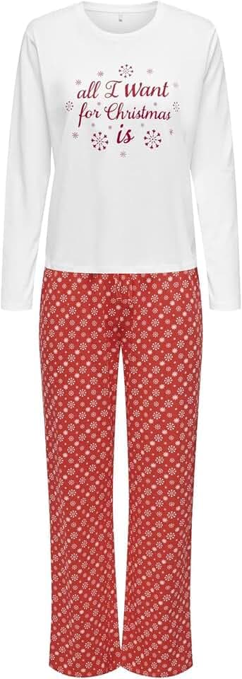 ONLY Damen Onlchristmas L/S Pants Nightwear Acc Schlafanzug (1er Pack)