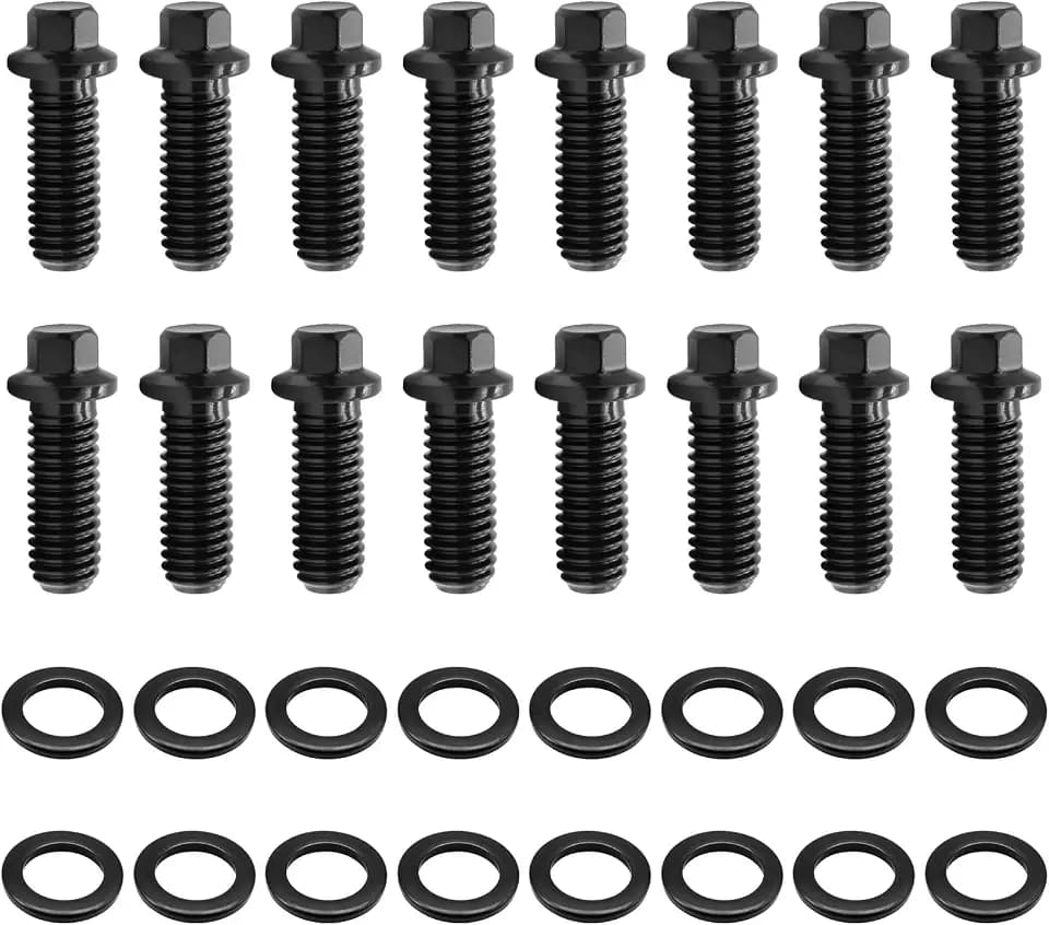 100-1110 1001110 Header Bolts 3/8-16 UNC Hex Head Black Oxide Screws 16 Pcs