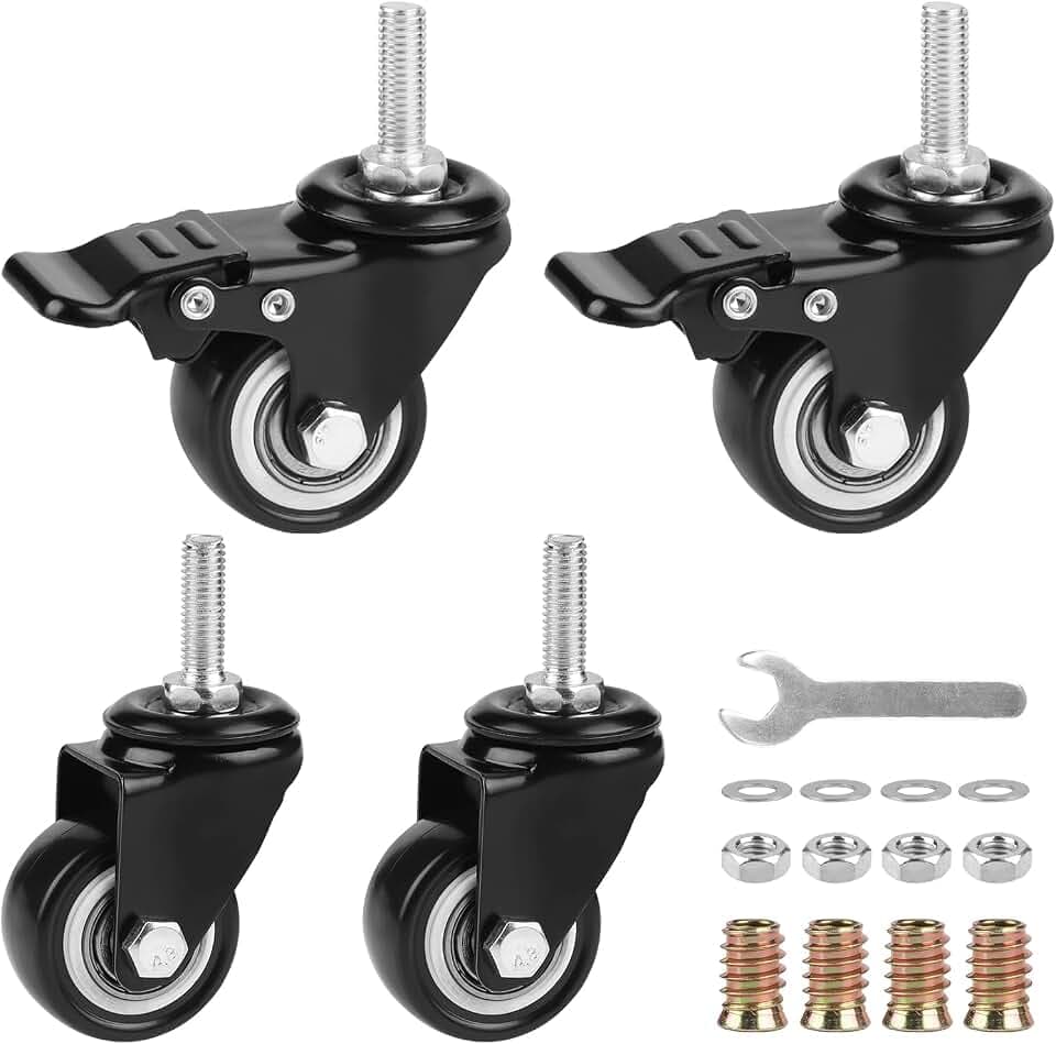 LALAGO Möbelrollen M8 × 25mm 40mm mit Bremse Lenkrollen für Möbel