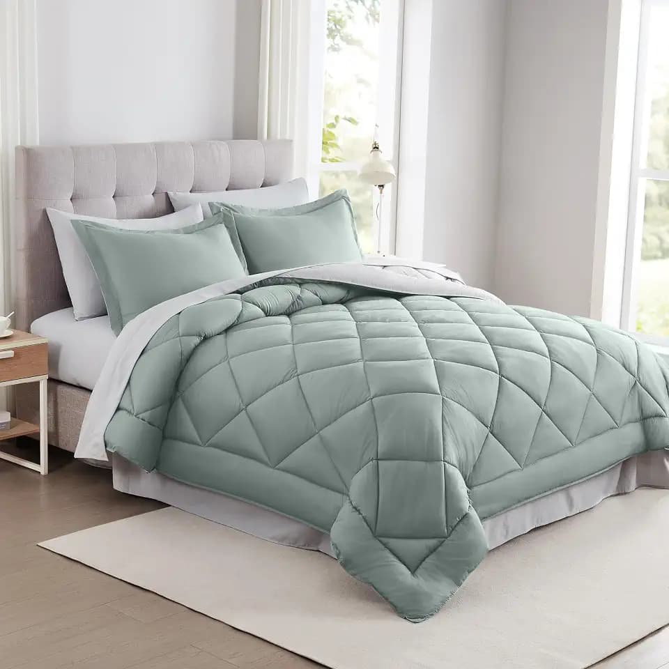 Modern Threads 7-Piece Reversible Comforter Set - Bedding Ensemble with Comforter, Sheets, Pillowcases, and Shams, Dusty Sage King