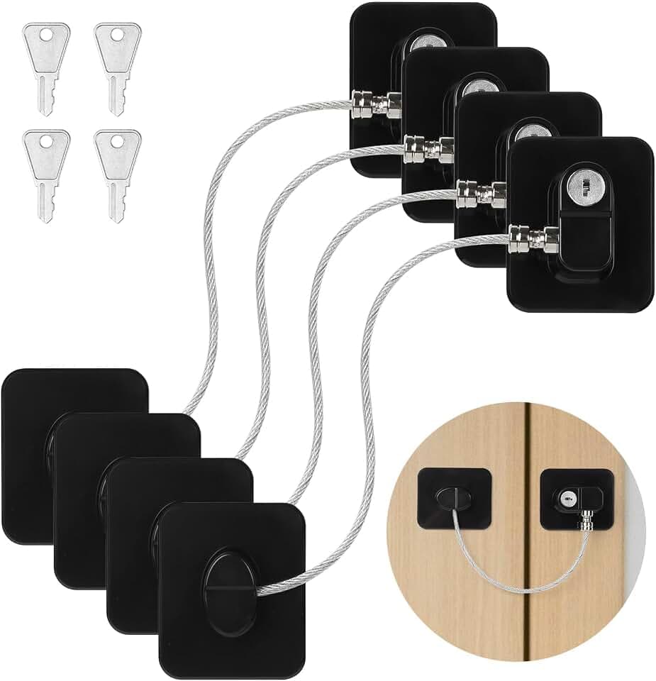 4 Pcs Kühlschrank Schloss, Schwarz Kühlschrankschloss Ohne Bohren