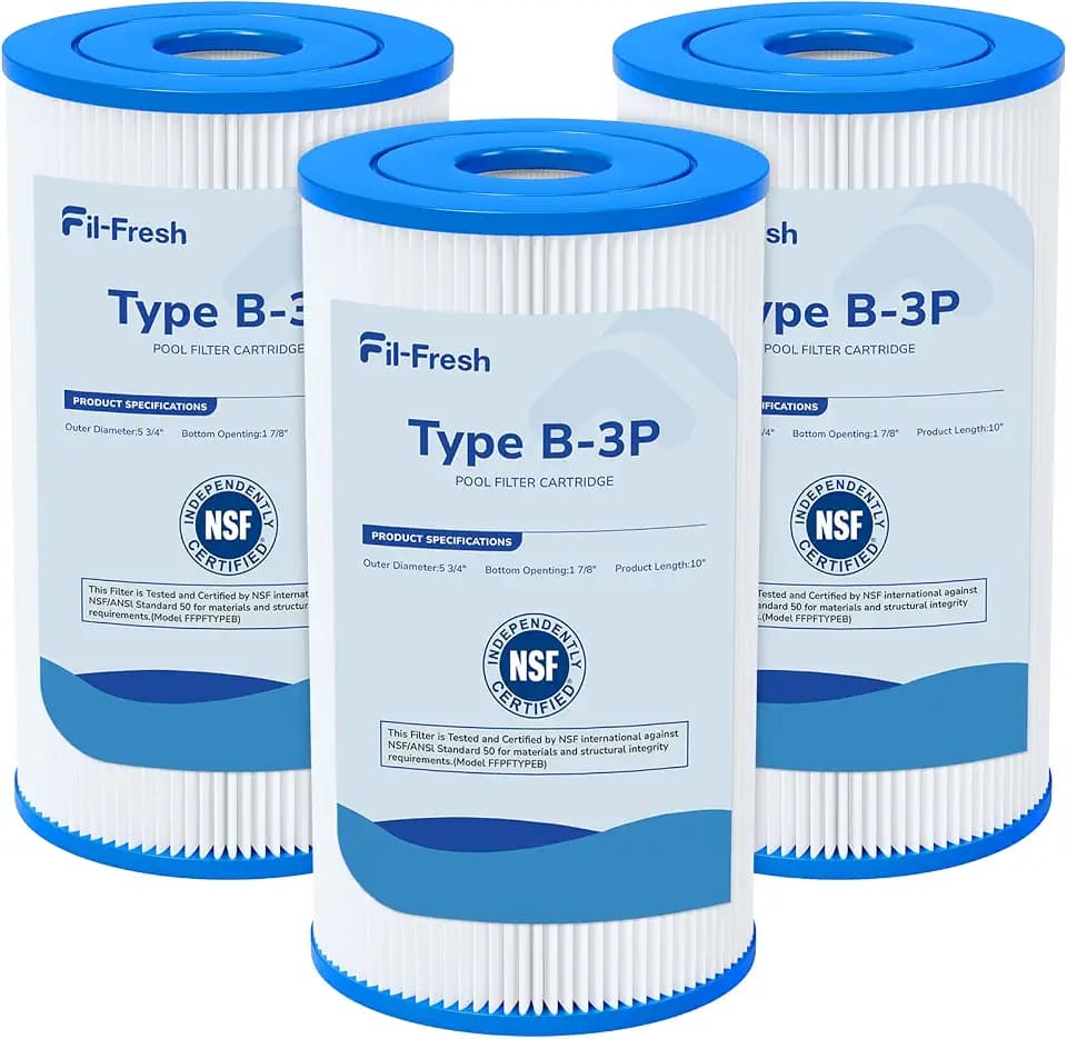 Fil-fresh Type B Pool Filter Compatible with Intex 29005E, 3-Pack