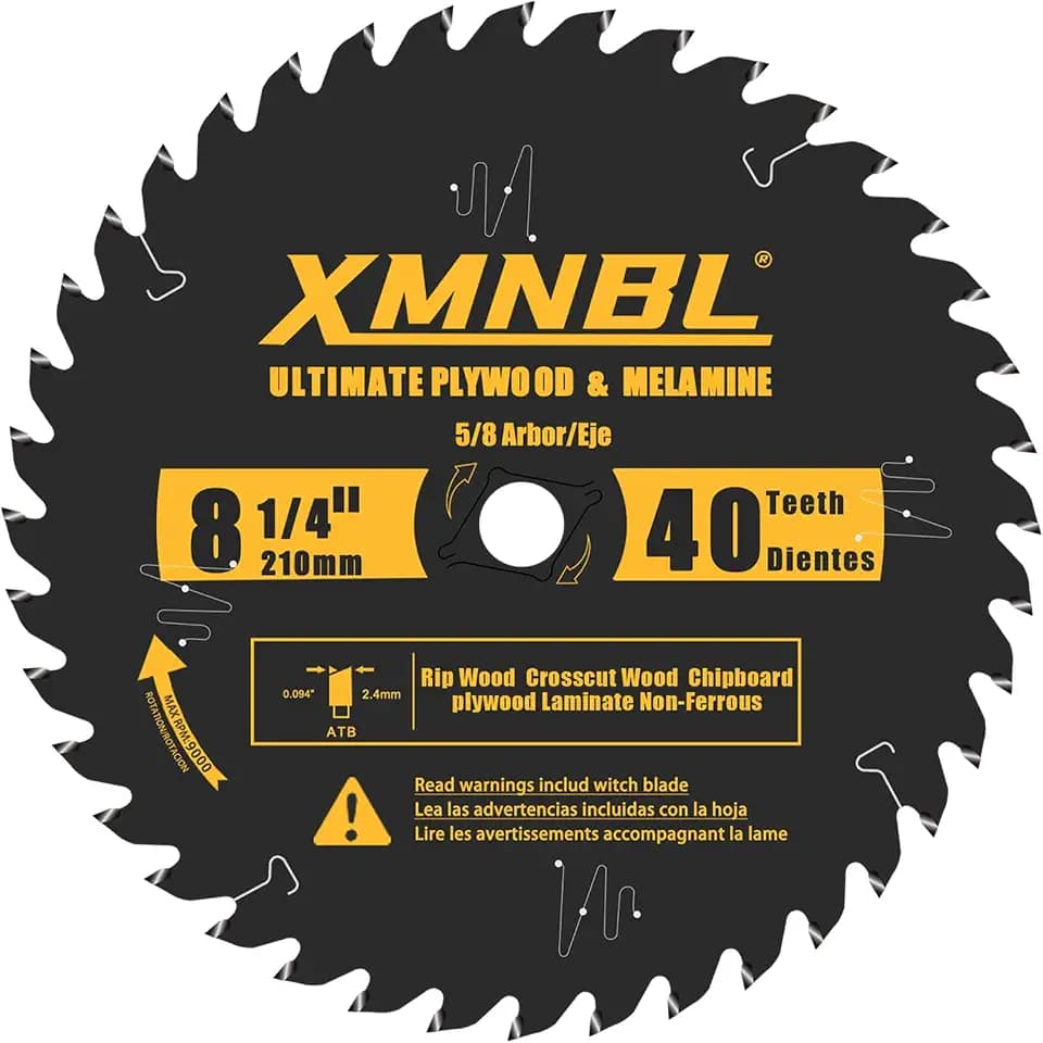 8-1/4 Inch Table Saw Blade 40 Tooth Fine Finish Wood Cutting
