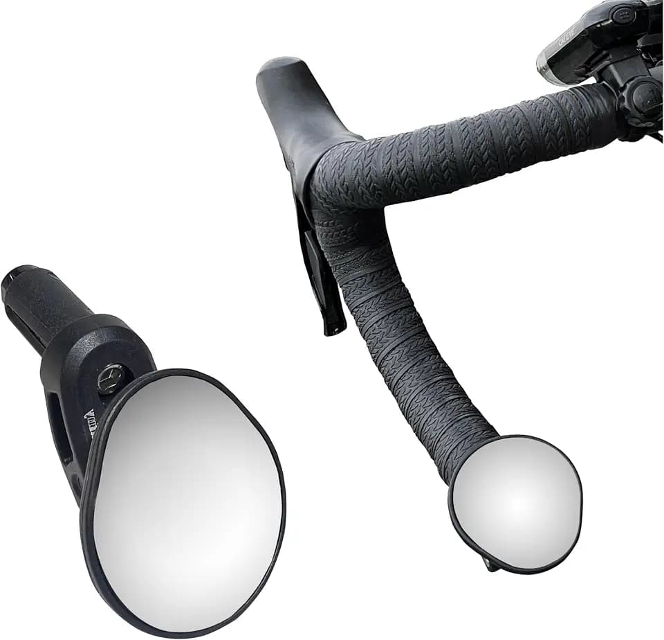 Hafny Road Bike Bar End Mirror, Convex Blue Glass Mirror, HF-M956-FR06 (Silver Glass)