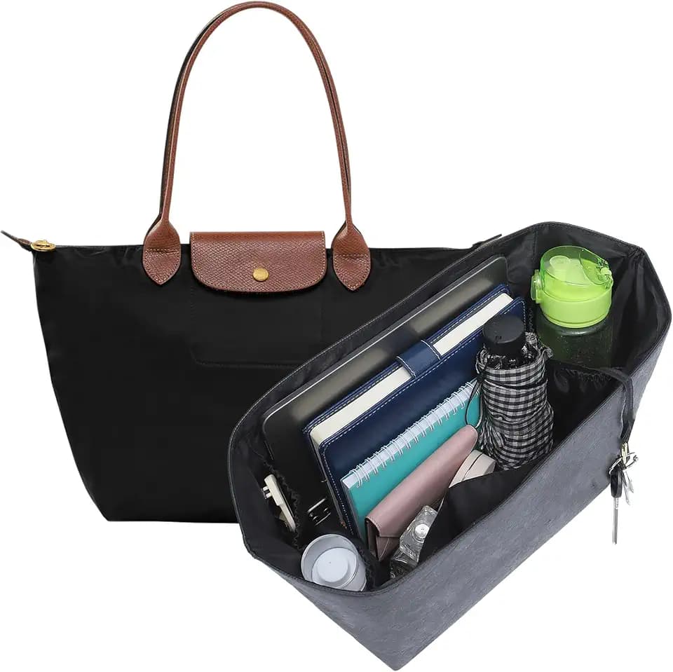 Doxo Purse Organizer Insert for Longchamp Le Pliage Large, Black
