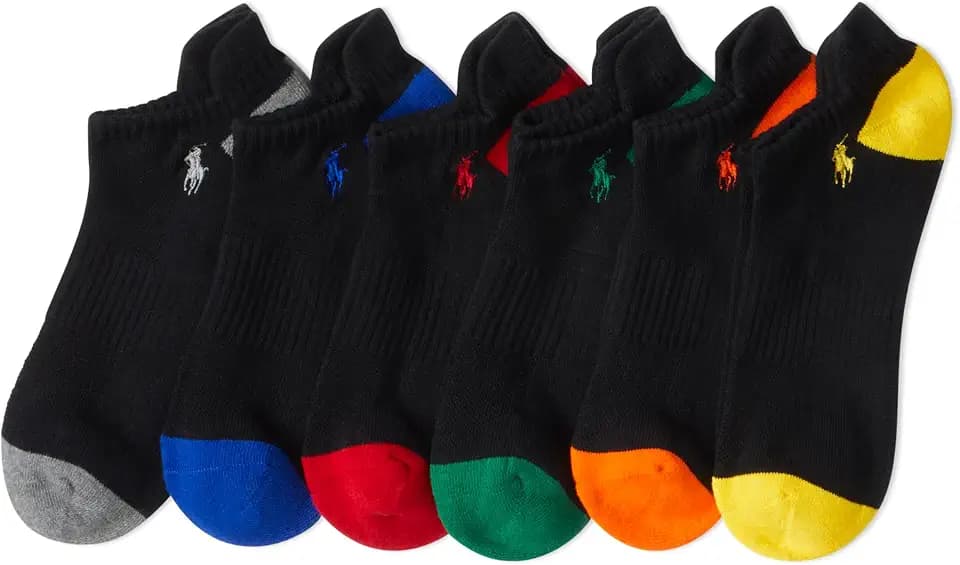 POLO RALPH LAUREN Men's Athletic Performance Low Cut Cotton Socks (6-Pair)