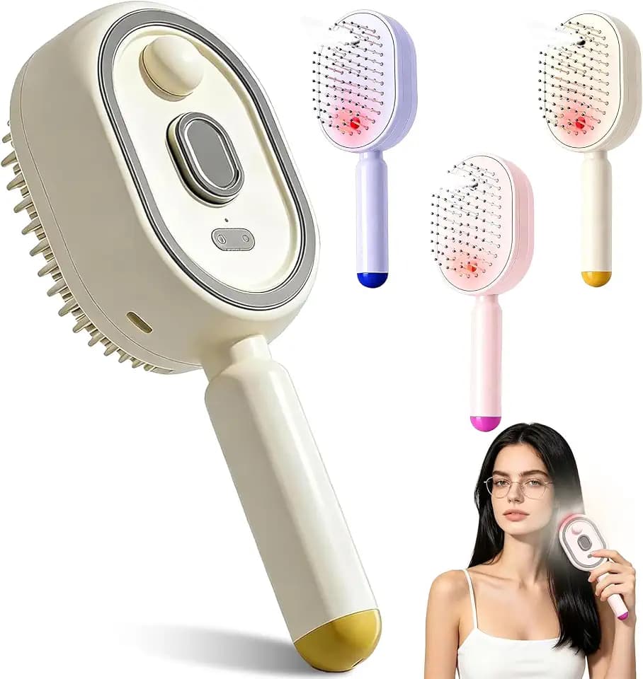 2026 Neu Kopfhaut Massagebürste,3-in-1 Haarbürste with Water Mist & Self-Cleaning, für Lockiges,Welliges und Glattes Haar