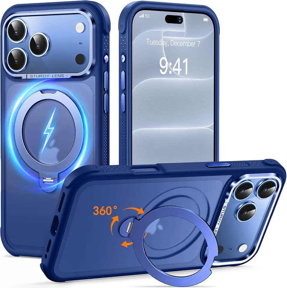 Magnetic for iPhone 18 Pro Max Case with 360° Spin Stand - 6.9", Deep Blue