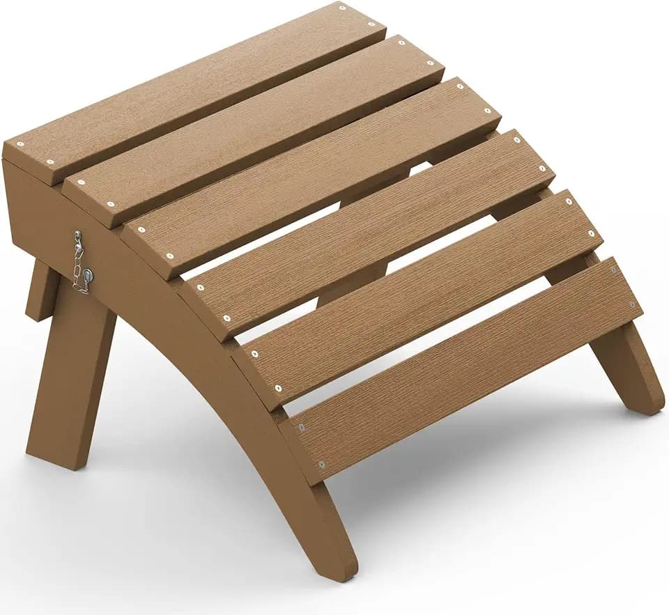 SERWALL Folding Adirondack Ottoman, Adirondack Footrest Without Assembly, Brown