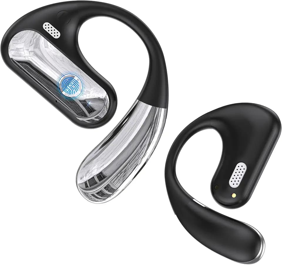 Boytond Open Ear Earbuds, Wireless Ear Buds,Earhook Earbuds with 40H Playtime,IPX7 Waterproof Sports Bluetooth Earphones,w/Sweatproof Design Ultra Comfort Open Ear Headphones Wireless,Clear Calls