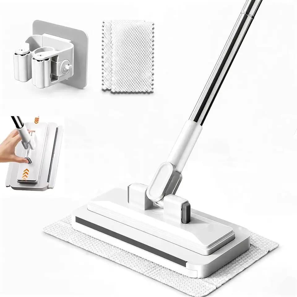 Hands Free Flat Mop, 43.4" Handle, Shark Grip, 2-in-1 Mop & Glass Scrubber