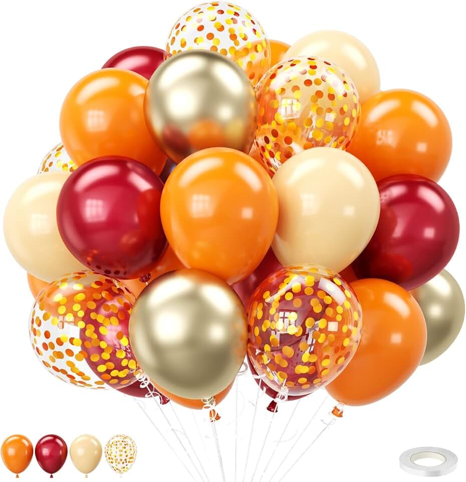 Orange Balloons, 50 Pcs 12 inch Fall Birthday Thanksgiving Party Decoration