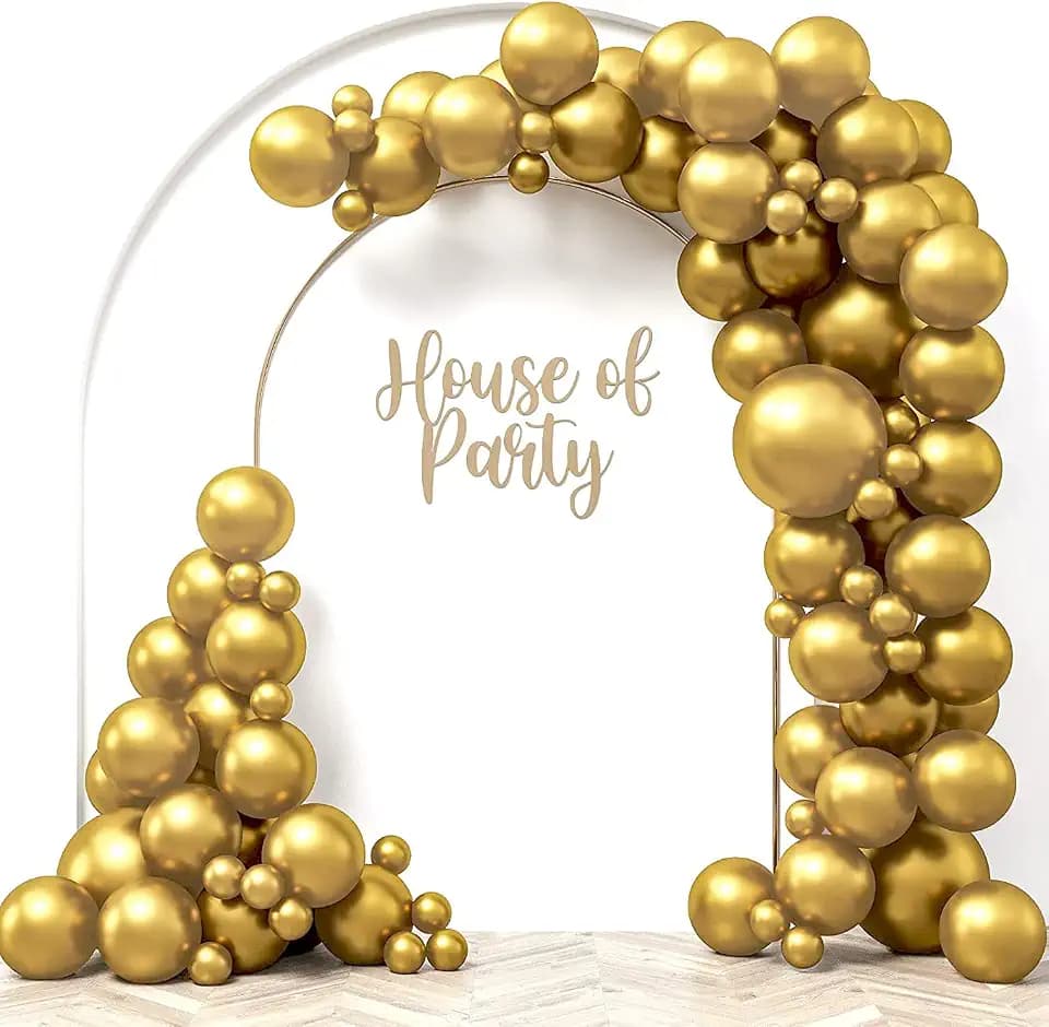 HOUSE OF PARTY Gold Balloon Arch Garland Kit - 92 Pcs Metallic Gold Chrome Balloons Different sizes 18"/12"/5" - Gold Latex Balloons Ideal for Graduation Party decorations, Birthday, Christmas decor