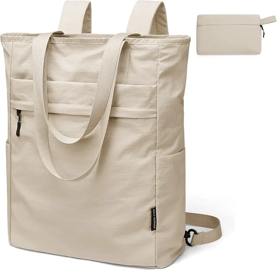 GOLF SUPAGS Foldaway Convertible Rucksack 2 in 1 Casual Tote Schultertasche Nylon Tagesrucksäcke Damen Männer Multifunktions Schule Arbeit Reise
