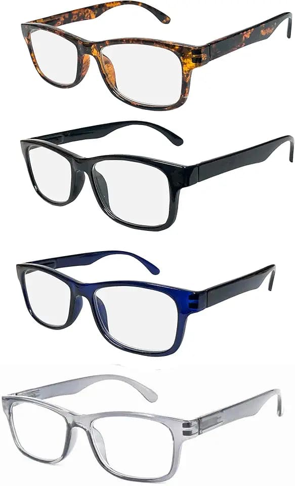 4 Pack Blue Light Blocking Reading Glasses for Men and Women – Anti Eye Strain Computer Readers, Scratch Resistant