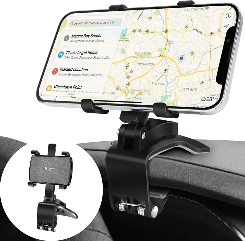 Car Phone Holder Dashboard Phone Mount 360 Degree Rotation Multifunctional Clip Design Car Universal Phone Mount Compatible with 4-7 inch cellphones