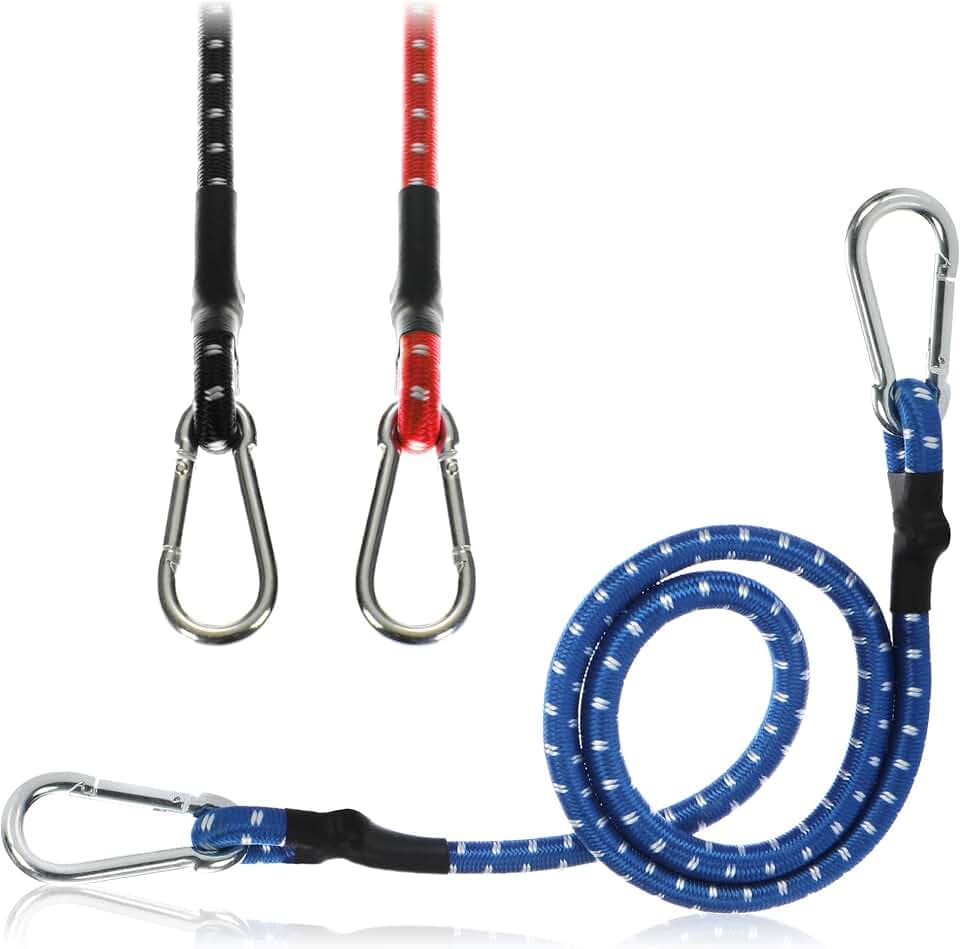 com-four® 3X Gummispanner, Gepäckspanner mit weißen Streifen
