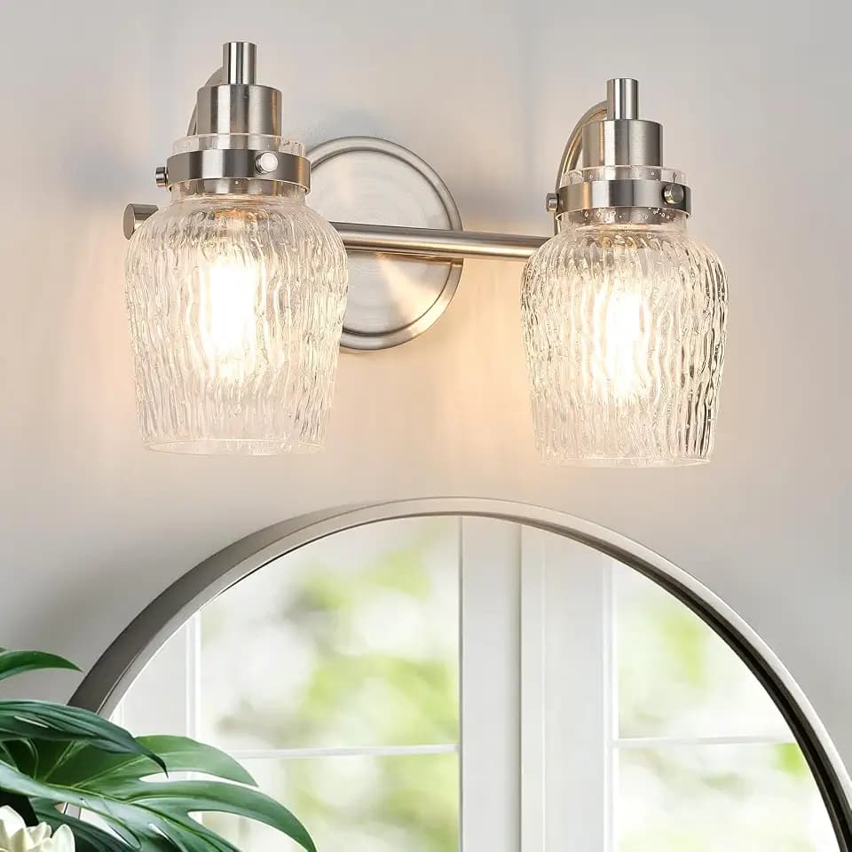 2-Light Modern Bathroom Vanity Lights Brushed Nickel