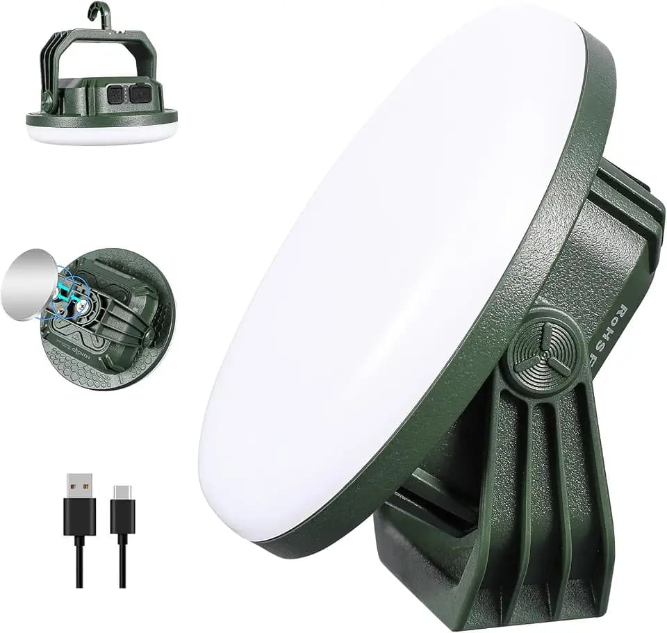 VAVOFO 30W LED Camping Lantern Rechargeable, 124 LED with 3 Lighting Modes, 3000LM, 7200mAh Portable Tent Light with Magnet, IP65 Waterproof for Emergencies, Outdoor and Indoor (Green)