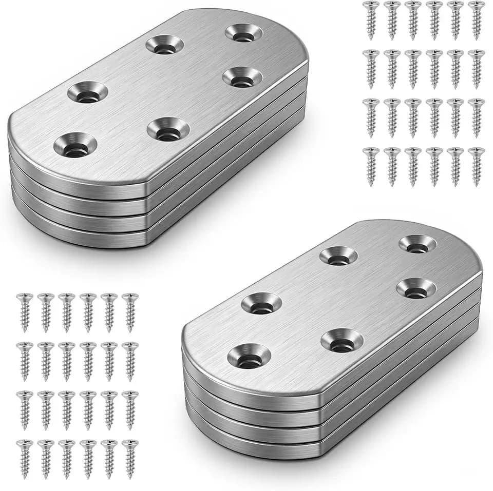 Flachverbinder Edelstahl 8 Stück 85 x 38 x 2 mm mit 48 Schrauben
