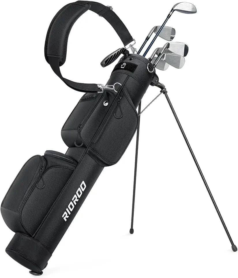 Golf Stand Bag, 3 Way Lightweight Par 3 Golf Bag Dividers Fits Up to 9 Clubs, Easy to Carry Pitch n Putt Golf Bag for Driving Range and Executive Courses