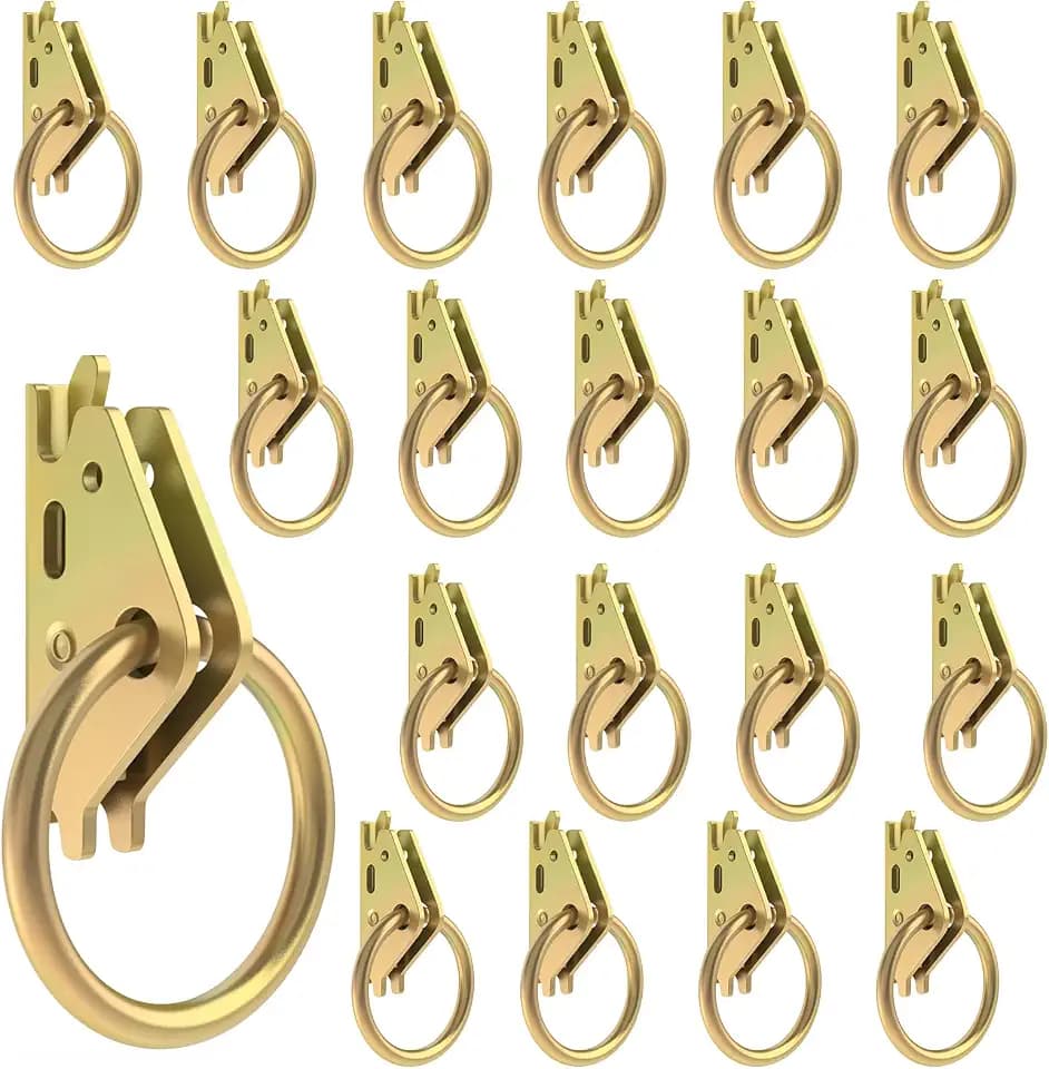 20 Pack E-Track Galvanized O Rings, Steel E Track Tie Down Anchors Secure for Cargo Trailers Flatbeds Pickup Trucks, Gold