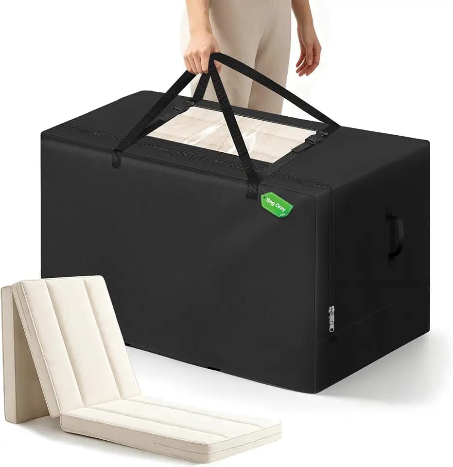 Cuddly Nest Folding Mattress Storage Bag Fits 6" Full Mattress, Black