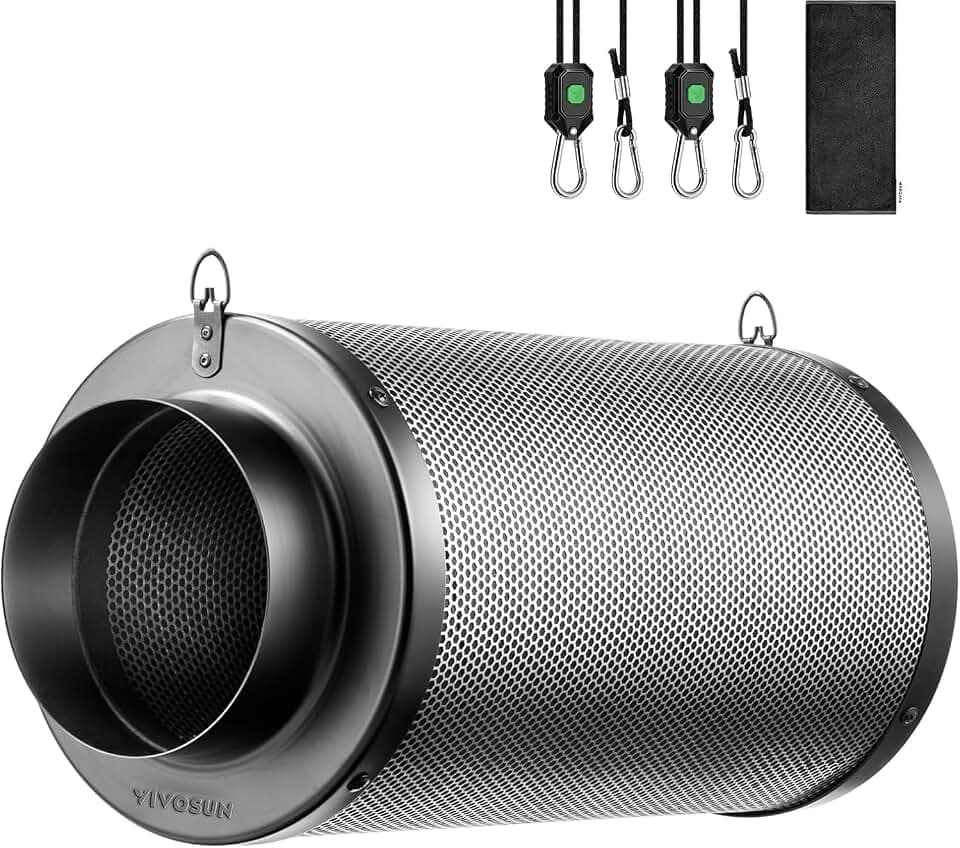 VIVOSUN 4" Pro Carbon Filter & Pre-Filter 264 CFM for Inline Fan, Black