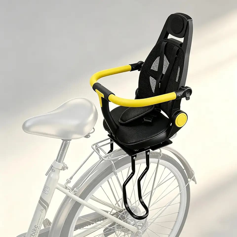 2026 Upgrade Rear Back Seat for Kids Back Mount, Rear Mounted Child Bike Seat with Backrest Armrest Foot Pedals - Width Adjustable Bicycle Rear Seat for Kids, Fits All Bicycle Rear Frames