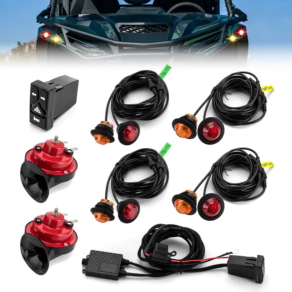 Wsays UTV Turn Signal Kit with Dual 115db Horn & 4-Button Switch