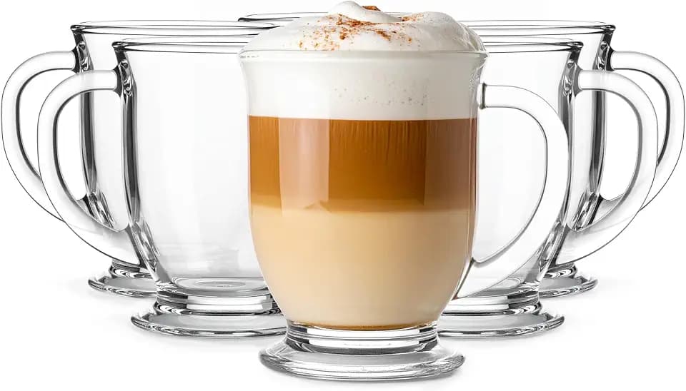 Glasmark KROSNO 1992 Kubas Kaffeegläser-Set 6-teilig Cappuccino Eiskaffee Gläser Becher Spülmaschinenfest 6x400 ml