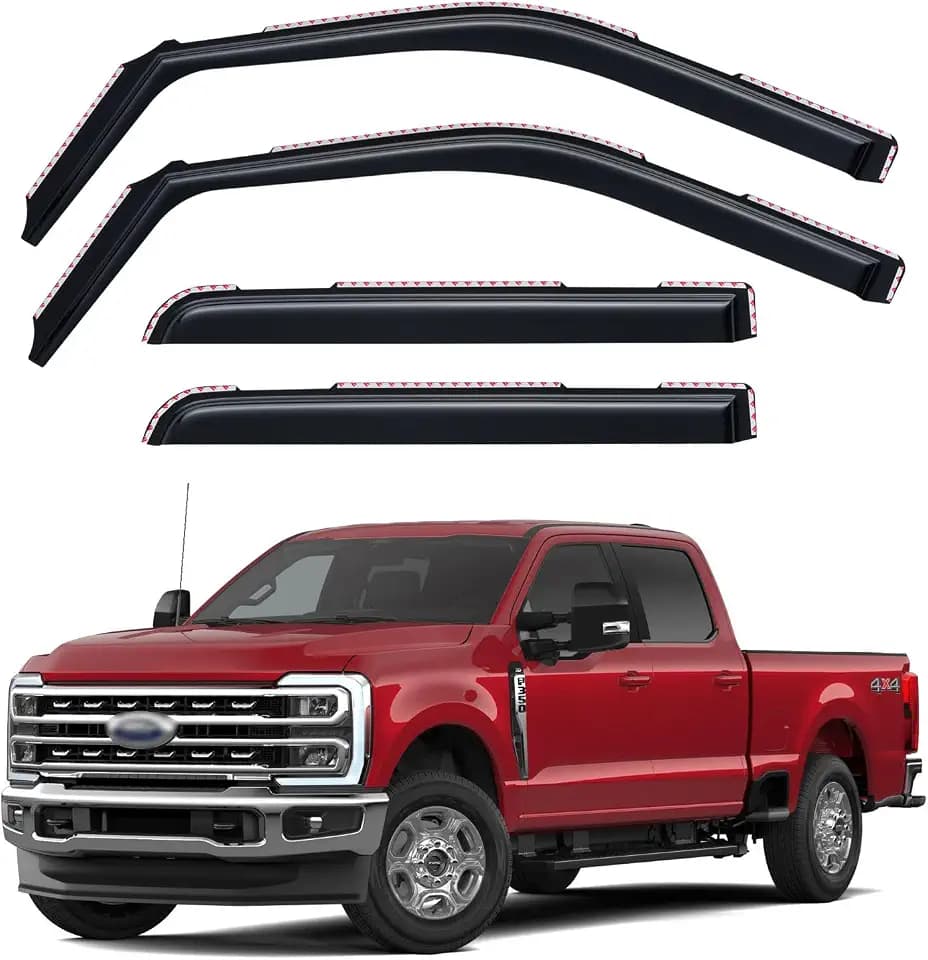 in-Channel Window Visors Rain Guards for 2017-2026 Ford F250 F350 F450 F550 Super Duty SuperCrew, Window Vent Wind Shades Deflectors for 17-26 F-250~F-550 SD Crew Cab